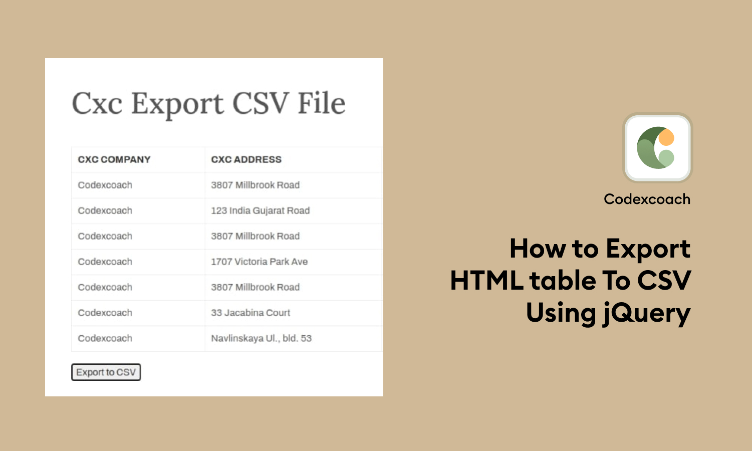 How to Export HTML table To CSV Using jQuery