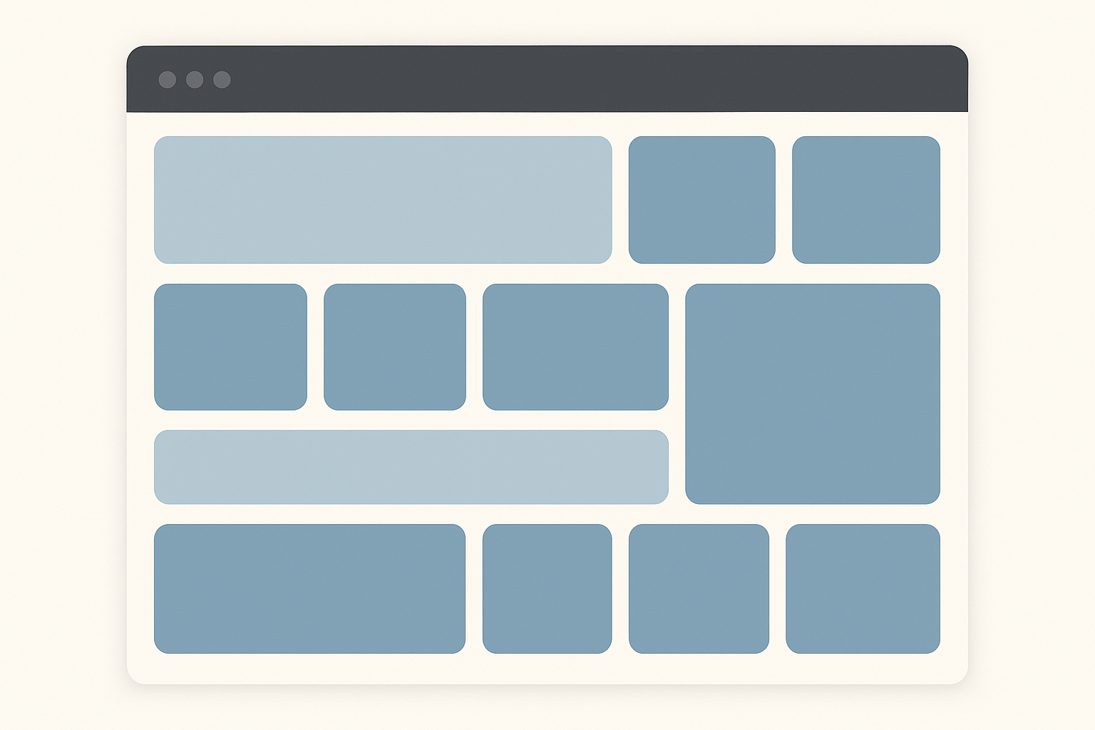 Modern web page layout with CSS Grid and responsive design